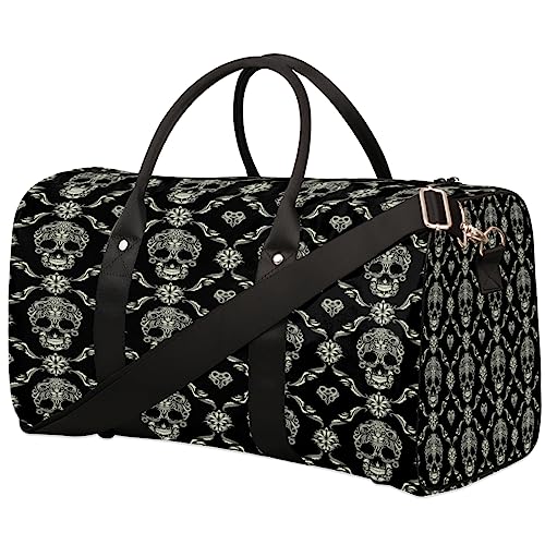 Art Skull Totem Reisetasche, Weekender Taschen für Frauen Reisen, Turnbeutel, Handgepäck Taschen für Flugzeuge, Duffle Bag für Männer Reisen, Weekender Tasche, Kunst Schädel Totem von Tavisto