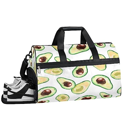 Avocado Druck Turnbeutel Sport Turnbeutel mit Nassfach & Schuhfach Turnbeutel für Damen Turnbeutel Herren Workout Tasche Sportbeutel Weekender Bag mit Schuhfach, Avocado-Aufdruck, 19.7*9.9*13 inch, von Tavisto