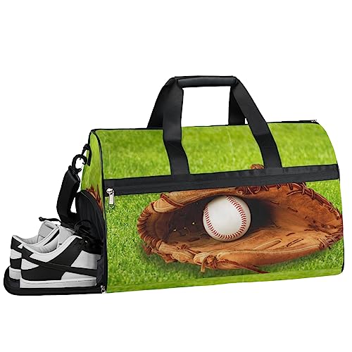 Avocado Druck Turnbeutel Sport Turnbeutel mit Nassfach & Schuhfach Turnbeutel für Damen Turnbeutel Herren Workout Tasche Sportbeutel Weekender Bag mit Schuhfach, Baseball Rasen, 19.7*9.9*13 inch, von Tavisto