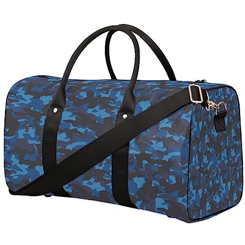 Blau Schwarz Camouflage Reisetasche, Weekender Taschen für Frauen Reisen, Turnbeutel, Handgepäck Taschen für Flugzeuge, Duffle Bag für Männer Reisen, Weekender Tasche, Blau Schwarz Camouflage von Tavisto