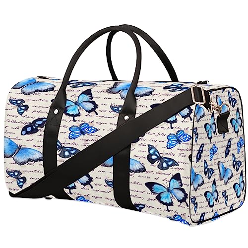 Blau Schwarz Schmetterling Reisetasche, Weekender Taschen für Frauen Reisen, Turnbeutel, Handgepäck Taschen für Flugzeuge, Duffle Bag für Männer Reisen, Weekender Tasche, Blauer von Tavisto