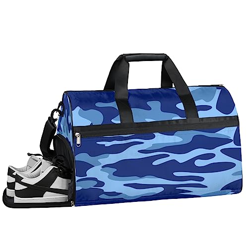 Blooming Flower Skull Turnbeutel, Sport Turnbeutel mit Nassfach & Schuhfach, Turnbeutel für Damen, Turnbeutel für Männer, Workout Tasche, Sporttasche, Weekender Bag mit Schuhfach, blau (tarnfarben), von Tavisto