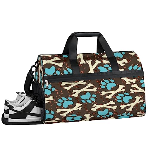 Blue Eyed Katze Turnbeutel Sport Turnbeutel mit Nassfach & Schuhfach Turnbeutel für Damen Turnbeutel für Männer Workout Tasche Sporttasche Weekender Tasche mit Schuhfach, Knochen Bärentatze, von Tavisto