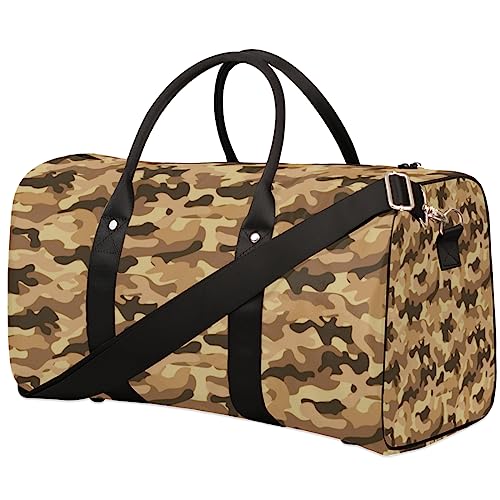 Braune Camouflage Reisetasche, Weekender Taschen für Frauen Reisen, Turnbeutel, Handgepäck Taschen für Flugzeuge, Duffle Bag für Männer Reisen, Weekender Tasche, Braun Camouflage von Tavisto