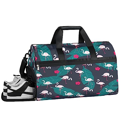 Bulldogge Muster Turnbeutel, Sport Turnbeutel mit Nassfach & Schuhfach, Turnbeutel für Damen, Turnbeutel für Männer, Workout-Tasche, Sporttasche, Weekender Bag mit Schuhfach, Flamingo-Print, von Tavisto