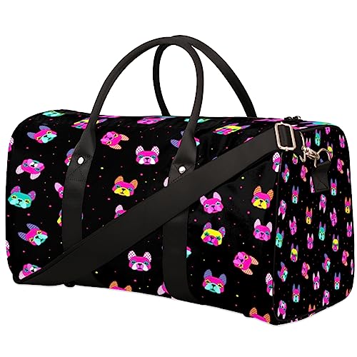 Bunte Bulldogge Hund Reisetasche, Weekender Taschen für Frauen Reisen, Turnbeutel, Handgepäck Taschen für Flugzeuge, Duffle Bag für Männer Reisen, Weekender Tasche, Bunte Bulldogge von Tavisto