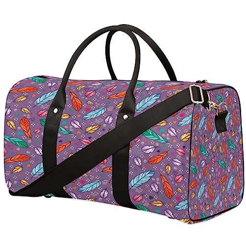 Bunte Feder-Reisetasche, Weekender Taschen f黵 Frauen Reisen, Turnbeutel, Handgep鋍k Taschen f黵 Flugzeuge, Duffle Bag f黵 M鋘ner Reisen, Weekender Tasche, Bunte Feder von Tavisto