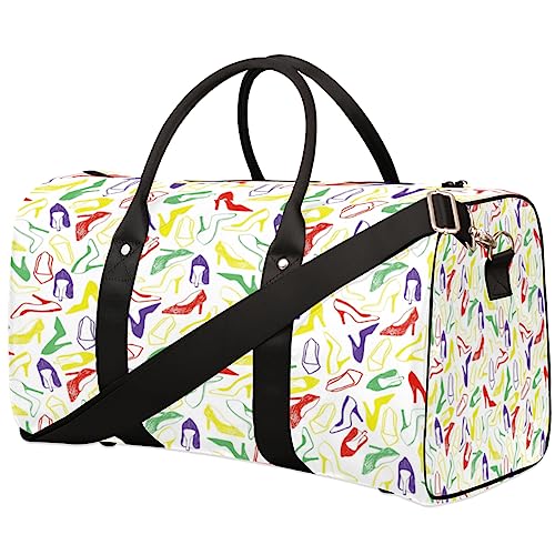 Bunte High Heeled Schuhe Reisetasche, Weekender Taschen f黵 Frauen Reisen, Turnbeutel, Handgep鋍k Taschen f黵 Flugzeuge, Duffle Bag f黵 M鋘ner Reisen, Weekender Tasche, Bunte High Heels Schuhe von Tavisto