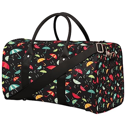 Bunte Regenschirm Print Reisetasche, Weekender Taschen für Frauen Reisen, Turnbeutel, Handgepäck Taschen für Flugzeuge, Duffle Bag für Männer Reisen, Weekender Tasche, Farbenfroher Regenschirmdruck von Tavisto