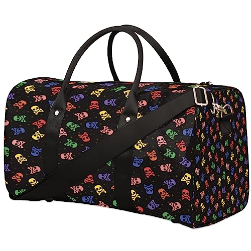 Bunte Totenkopf-Muster Reisetasche, Weekender Taschen für Frauen Reisen, Turnbeutel, Handgepäck Taschen für Flugzeuge, Duffle Bag für Männer Reisen, Weekender Tasche, Buntes von Tavisto