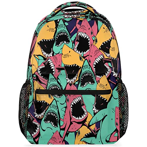 Cartoon Classic Shark Laptop Rucksack Reisetasche Basic Durable Daypack Große Kapazität Reise Essentials Zubehör für Männer Frauen Erwachsene, Cartoon Classic Shark, Cartoon Classic Shark von Tavisto