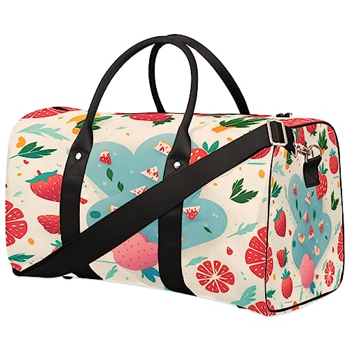 Cartoon Erdbeeren Reisetasche, Weekender Taschen für Frauen Reisen, Turnbeutel, Handgepäck Taschen für Flugzeuge, Duffle Bag für Männer Reisen, Weekender Tasche, Cartoon Erdbeeren von Tavisto