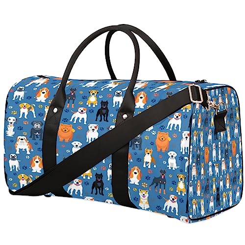 Cartoon Hund Muster Reisetasche, Weekender Taschen für Frauen Reisen, Turnbeutel, Handgepäck Taschen für Flugzeuge, Duffle Bag für Männer Reisen, Weekender Tasche, Cartoon-Hundemuster von Tavisto