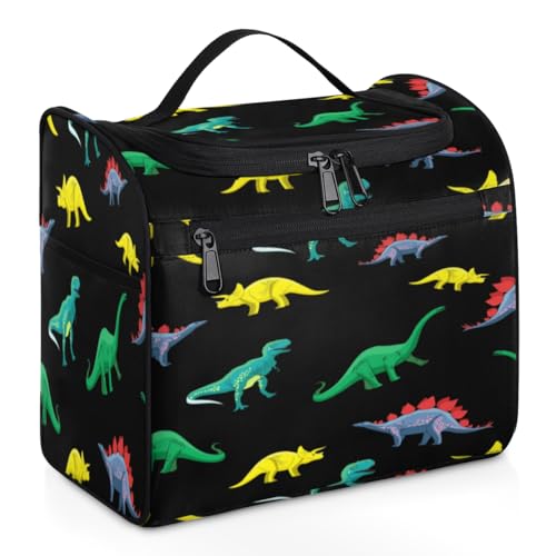 Dinosaurier-Make-up-Tasche für Damen, große Kapazität, tragbare Reise-Kosmetiktasche, wasserdicht, doppelte Reißverschlüsse, Make-up-Tasche mit Haken zum Aufhängen, für Hautpflege, Reisen, von Tavisto