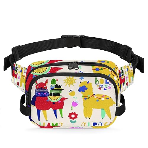 Doodle Flowers Durable Waterproof Fanny Pack with Double Zipper Closure - Organize Your Essentials with Ease - Lightweight and Comfortable for Men and Women, Doodle Lama von Tavisto