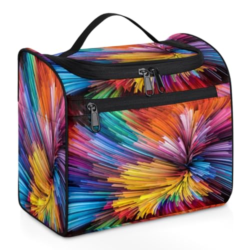 Dynamic Color Series Make-up-Tasche für Damen, große Kapazität, Kulturbeutel, tragbare Reise-Kosmetiktasche, wasserdicht, doppelte Reißverschlüsse, Make-up-Tasche mit Haken zum Aufhängen, für von Tavisto