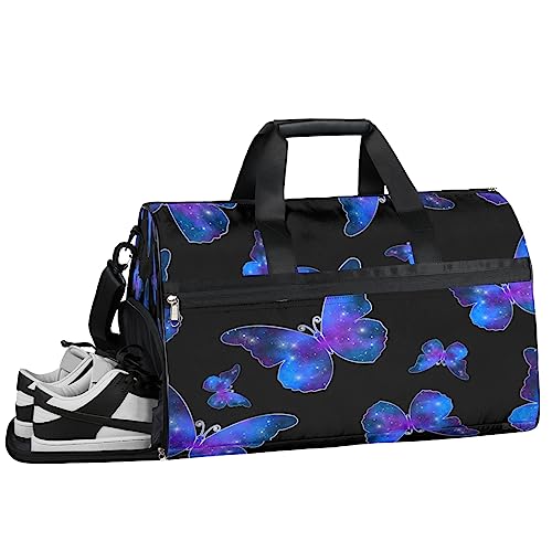 Eichhörnchen Ahornblatt Turnbeutel Sport Turnbeutel mit Nassfach & Schuhfach Turnbeutel für Damen Turnbeutel Herren Workout Tasche Sportbeutel Weekender Bag mit Schuhfach, Stern Schmetterling, von Tavisto