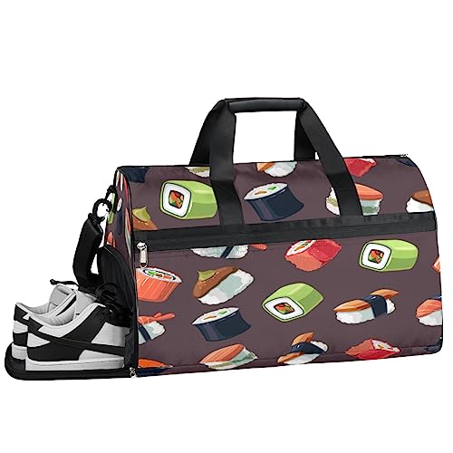 Eiscreme Muster Turnbeutel, Sport Turnbeutel mit Nassfach & Schuhfach, Turnbeutel für Damen, Turnbeutel für Herren, Workout Tasche, Sporttasche, Weekender Bag mit Schuhfach, Japanisches Sushi, von Tavisto