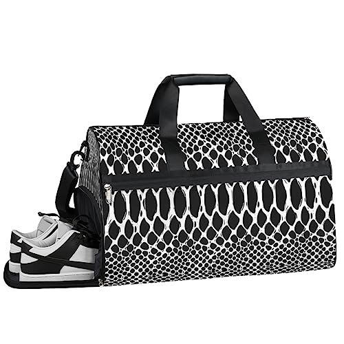 Faultiere Print Turnbeutel Sport Turnbeutel mit Nassfach & Schuhfach Turnbeutel für Damen Turnbeutel Herren Workout Tasche Sportbeutel Weekender Bag mit Schuhfach, Schlangenhaut-Muster, 19.7*9.9*13 von Tavisto