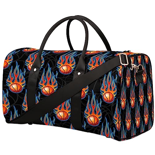 Fire Basketball Reisetasche, Weekender Taschen für Frauen Reisen, Turnbeutel, Handgepäck Taschen für Flugzeuge, Duffle Bag für Männer Reisen, Weekender Tasche, Feuer-Basketball von Tavisto