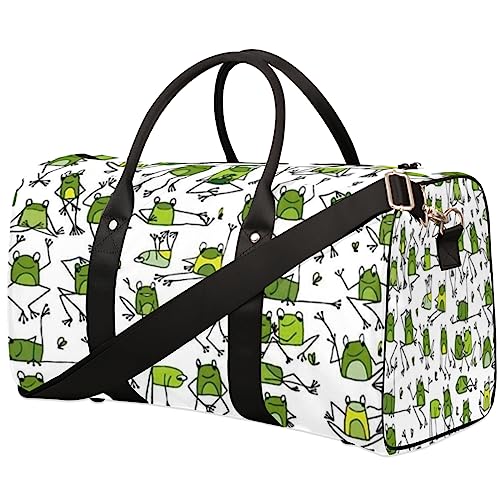 Frosch niedliche Muster Reisetasche, Weekender Taschen für Frauen Reisen, Turnbeutel, Handgepäck Taschen für Flugzeuge, Duffle Bag für Männer Reisen, Weekender Tasche, Niedliches Frosch-Muster von Tavisto