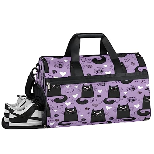 Funny Fox Painting Turnbeutel, Sport Turnbeutel mit Nassfach & Schuhfach, Turnbeutel für Damen, Turnbeutel für Männer, Workout-Tasche, Sporttasche, Weekender Bag mit Schuhfach, Lustige Kätzchen Katze, von Tavisto