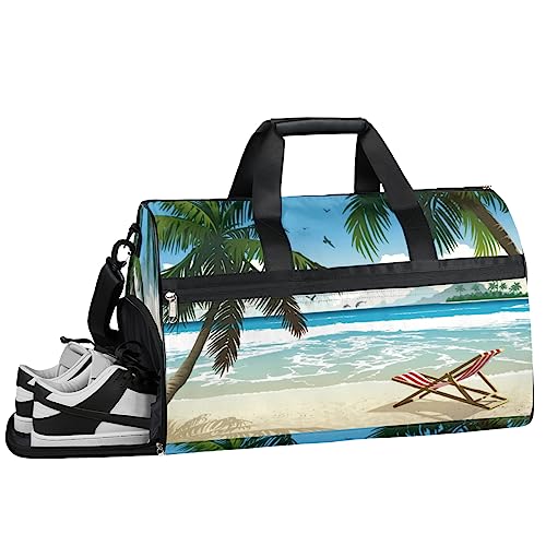 Happy Thanksgiving Muster Turnbeutel Sport Turnbeutel mit Nassfach & Schuhfach Turnbeutel für Damen Turnbeutel für Männer Workout Tasche Sporttasche Weekender Tasche mit Schuhfach, Hawaii Beach, von Tavisto