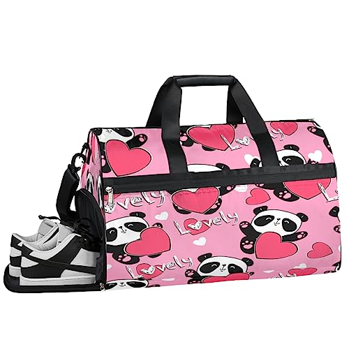 Honeybee Blume Turnbeutel Sport Turnbeutel mit Nassfach & Schuhfach Turnbeutel für Damen Turnbeutel für Männer Workout Tasche Sporttasche Weekender Tasche mit Schuhfach, Aufdruck "I love Panda", von Tavisto