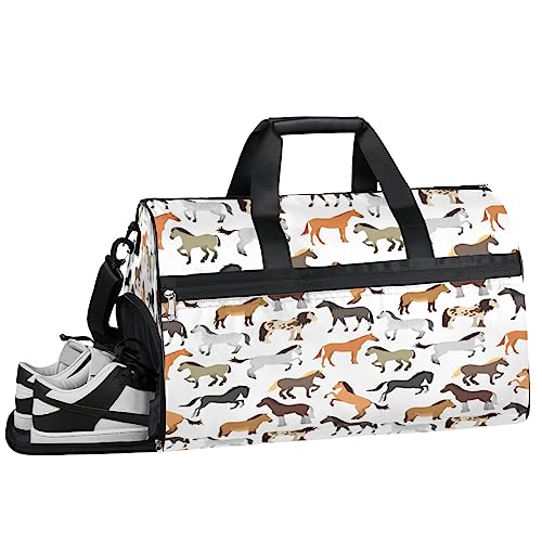 Honeybee Blume Turnbeutel Sport Turnbeutel mit Nassfach & Schuhfach Turnbeutel für Damen Turnbeutel für Männer Workout Tasche Sporttasche Weekender Tasche mit Schuhfach, Pferdemotiv, 19.7*9.9*13 inch, von Tavisto