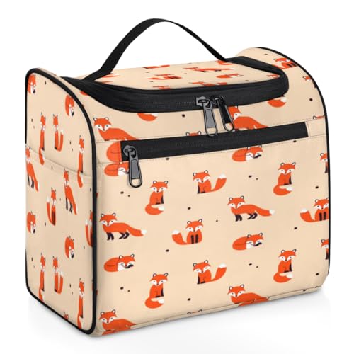 Kawaii Art Pinguin Make-up-Tasche für Damen, große Kapazität, Kulturbeutel, tragbare Reise-Kosmetiktasche, wasserdicht, doppelte Reißverschlüsse, Make-up-Tasche mit Haken zum Aufhängen, für von Tavisto