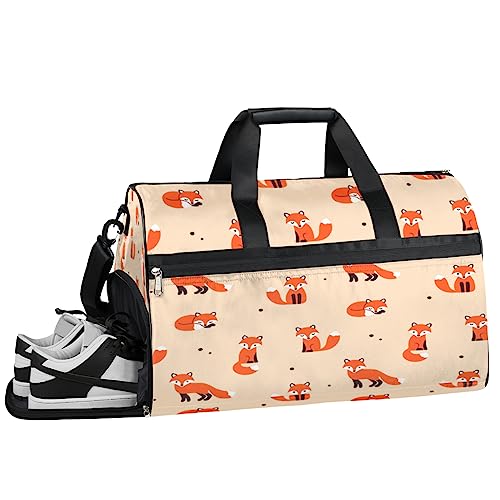 Kawaii Fuchskopf Turnbeutel Sport Turnbeutel mit Nassfach & Schuhfach Turnbeutel für Damen Turnbeutel Herren Workout Tasche Sportbeutel Weekender Bag mit Schuhfach, Kawaii Fuchs, 19.7*9.9*13 inch, von Tavisto