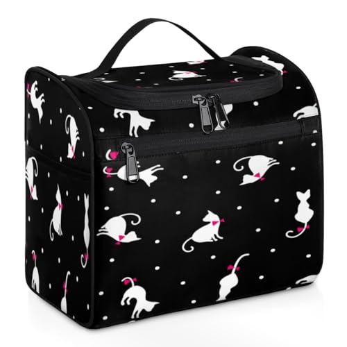 Kawaii Make-up-Tasche für Damen, große Kapazität, Kulturbeutel, tragbare Reise-Kosmetiktasche, wasserdicht, doppelte Reißverschlüsse, Make-up-Tasche mit Haken zum Aufhängen, für Hautpflege, Reisen, von Tavisto