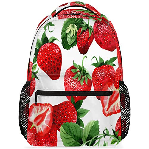 Laptop-Rucksack mit Früchten, Erdbeeren, Reisetasche, langlebig, Tagesrucksack, große Kapazität, Reiseutensilien, Zubehör für Männer, Frauen, Erwachsene, Obst Erdbeere, Frucht Erdbeere von Tavisto