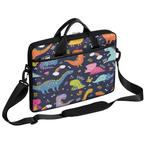 Tavisto Laptoptasche mit niedlichem Dino-Druck, 33-38,1 cm, leichte Computer-Aktentasche, Messenger-Tasche für Damen und Herren, Niedlicher Dino-Aufdruck, 15*1*11 Inch von Tavisto