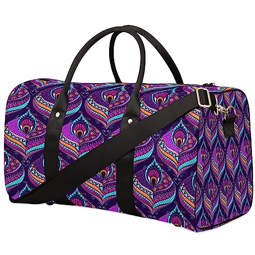 Lila Paisley Reisetasche, Weekender Taschen für Frauen Reisen, Turnbeutel, Handgepäck Taschen für Flugzeuge, Duffle Bag für Männer Reisen, Weekender Tasche, Violettes Paisleymuster von Tavisto