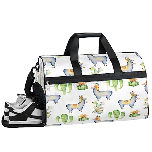 Little Bee Blumen Turnbeutel, Sport Turnbeutel mit Nassfach & Schuhfach, Turnbeutel für Damen, Turnbeutel für Männer, Workout Tasche, Sporttasche, Weekender Bag mit Schuhfach, Llama Kaktus, von Tavisto