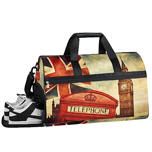 Llama Family Print Turnbeutel Sport Turnbeutel mit Nassfach & Schuhfach Turnbeutel für Damen Turnbeutel für Männer Workout Tasche Sportbeutel Weekender Bag mit Schuhfach, London Big Ben, 19.7*9.9*13 von Tavisto