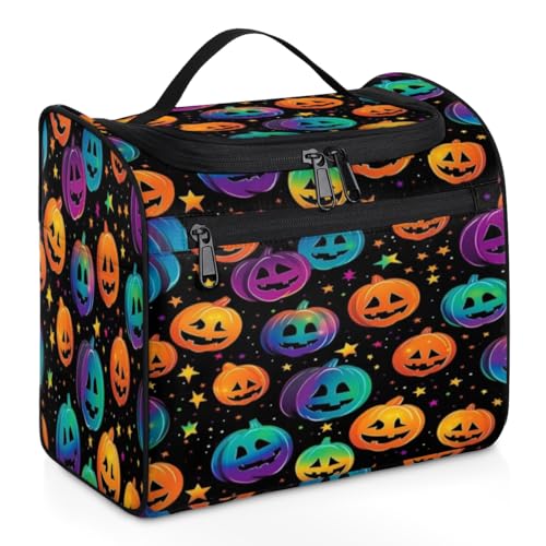 Lustige Halloween-Make-up-Tasche für Damen, große Kapazität, tragbare Reise-Kosmetiktasche, wasserdicht, doppelte Reißverschlüsse, Make-up-Tasche mit Haken zum Aufhängen, für Hautpflege, Reisen, von Tavisto