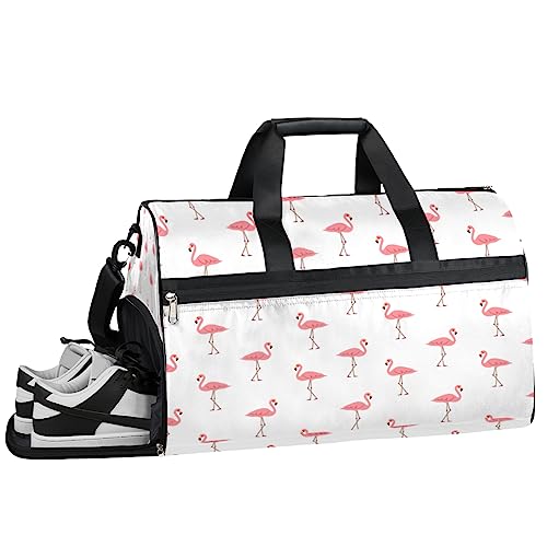 Lustiger Kuhdruck Turnbeutel, Sport Turnbeutel mit Nassfach & Schuhfach, Turnbeutel für Damen, Turnbeutel für Männer, Workout-Tasche, Sporttasche, Weekender Bag mit Schuhfach, Lustiger Flamingo, von Tavisto