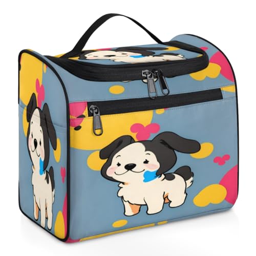 Make-up-Tasche für Damen, Motiv: Cartoon-Motiv, mit großem Fassungsvermögen, tragbare Reise-Kosmetiktasche, wasserdicht, doppelte Reißverschlüsse, Make-up-Tasche mit Haken zum Aufhängen, für von Tavisto