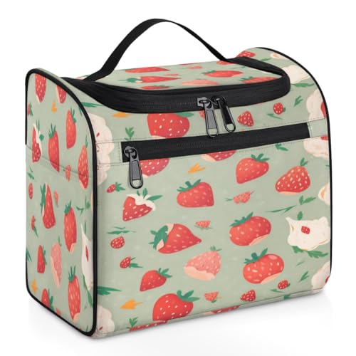 Make-up-Tasche mit Cartoon-Sonnenblumen-Design für Damen, große Kapazität, tragbare Reise-Kosmetiktasche, wasserdicht, doppelte Reißverschlüsse, Make-up-Tasche mit Haken zum Aufhängen, für Hautpflege, von Tavisto