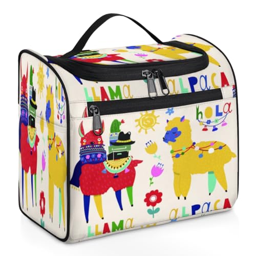 Make-up-Tasche mit Dinosaurier-Motiv für Damen, große Kapazität, tragbare Reise-Kosmetiktasche, wasserdicht, doppelte Reißverschlüsse, Make-up-Tasche mit Haken zum Aufhängen, für Hautpflege, Reisen, von Tavisto