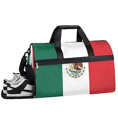 Merry Christmas Llama Turnbeutel Sport Turnbeutel mit Nassfach & Schuhfach Turnbeutel für Damen Turnbeutel Herren Workout Tasche Sportbeutel Weekender Bag mit Schuhfach, Flagge Mexikos, 19.7*9.9*13 von Tavisto