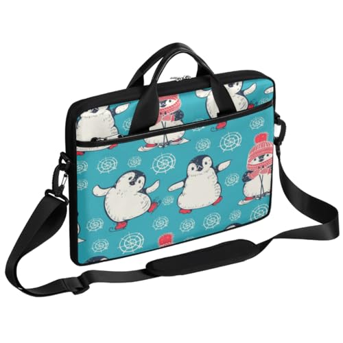 Niedliche Pinguine Laptoptasche 13-15 Zoll Laptoptasche Leichte Computer Aktentasche Messenger Bag für Damen Herren, Süße Pinguine, 15*1*11 Inch von Tavisto