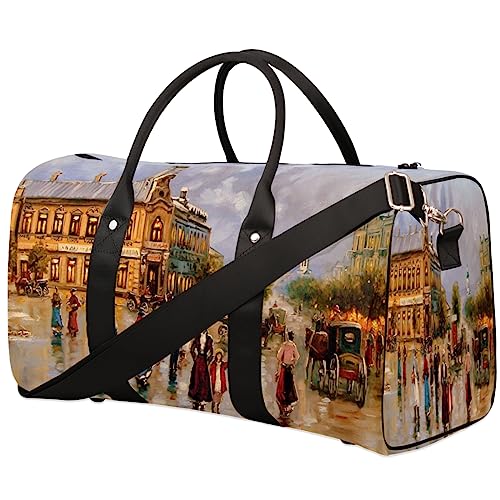 Ölgemälde Straße Reisetasche, Weekender Taschen für Frauen Reisen, Turnbeutel, Handgepäck Taschen für Flugzeuge, Duffle Bag für Männer Reisen, Weekender Tasche, Ölgemälde Straße von Tavisto