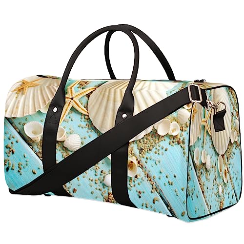 Ocean Seashells Seestern Reisetasche, Weekender Taschen f黵 Frauen Reisen, Turnbeutel, Handgep鋍k Taschen f黵 Flugzeuge, Duffle Bag f黵 M鋘ner Reisen, Weekender Tasche, Ozean Muscheln Seestern von Tavisto