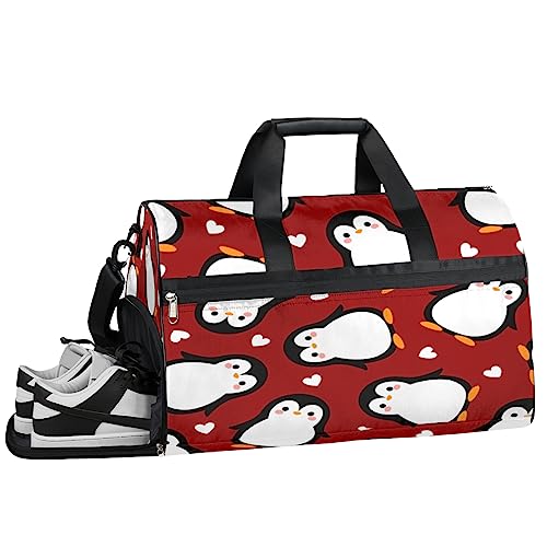 Pinguin Tiere Turnbeutel, Sport Turnbeutel mit Nassfach & Schuhfach, Turnbeutel für Damen, Turnbeutel für Männer, Workout-Tasche, Sporttasche, Weekender Bag mit Schuhfach, Pinguin Tiere, 19.7*9.9*13 von Tavisto