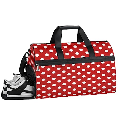 Plaid Kleeblatt Turnbeutel Sport Turnbeutel mit Nassfach & Schuhfach Turnbeutel für Damen Turnbeutel Herren Workout Tasche Sportbeutel Weekender Bag mit Schuhfach, Gepunktetes Muster, 19.7*9.9*13 von Tavisto