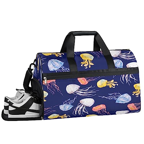 Pretty Jellyfish Turnbeutel, Sport Turnbeutel mit Nassfach & Schuhfach, Turnbeutel für Damen, Turnbeutel für Männer, Workout Tasche, Sporttasche, Weekender Bag mit Schuhfach, Hübsche Quallen, von Tavisto