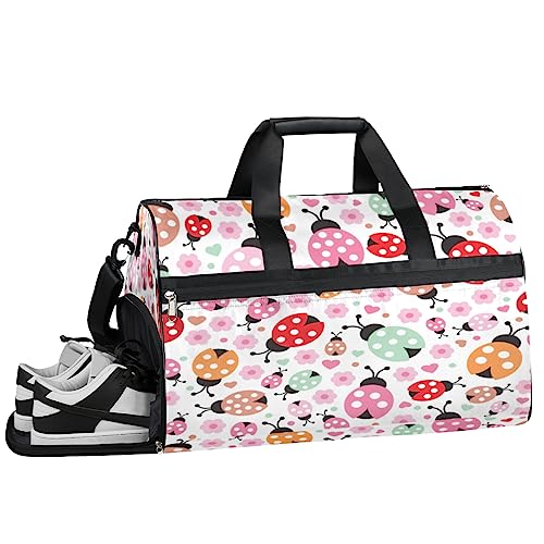 Pretty Jellyfish Turnbeutel, Sport Turnbeutel mit Nassfach & Schuhfach, Turnbeutel für Damen, Turnbeutel für Männer, Workout Tasche, Sporttasche, Weekender Bag mit Schuhfach, Hübscher Marienkäfer, von Tavisto